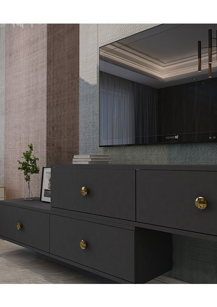 TDA1203A- Zuzu 2li Duvara Montaj Tv Stand 120CM+120CM Antrasit modelleri
