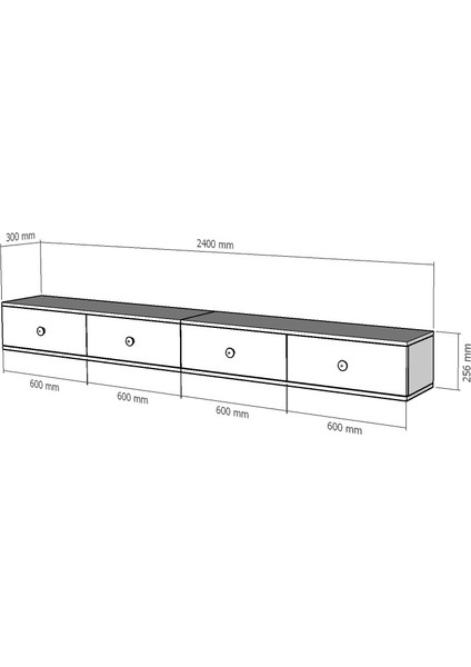 TDA2401DB- Zuzu Double Duvara Montaj Tv Stand 240CM Safirmeşe-Beyaz