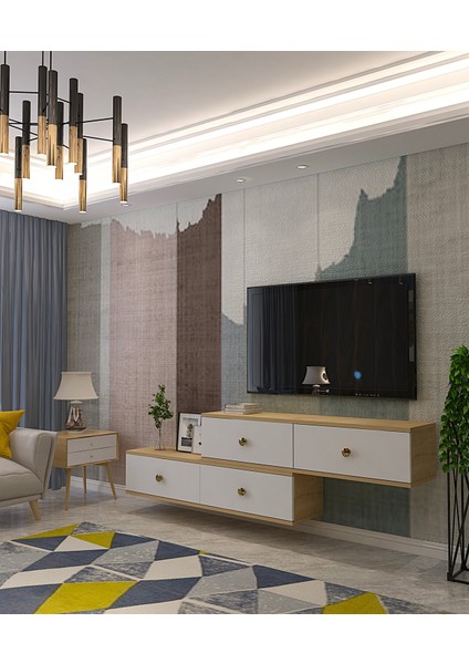 TDA1203DB- Zuzu 2li Duvara Montaj Tv Stand 120CM+120CM Safirmeşe-Beyaz modelleri
