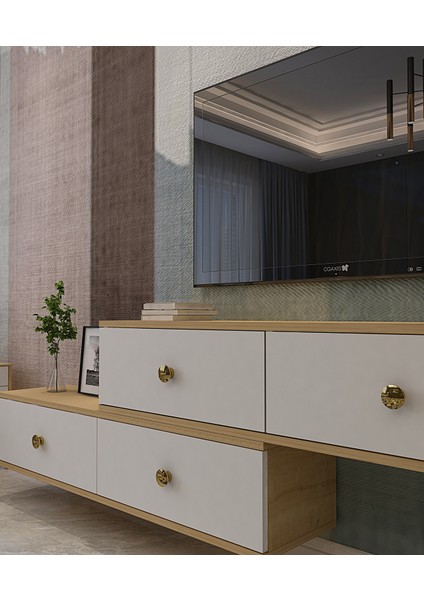 TDA1203DB- Zuzu 2li Duvara Montaj Tv Stand 120CM+120CM Safirmeşe-Beyaz fiyatları