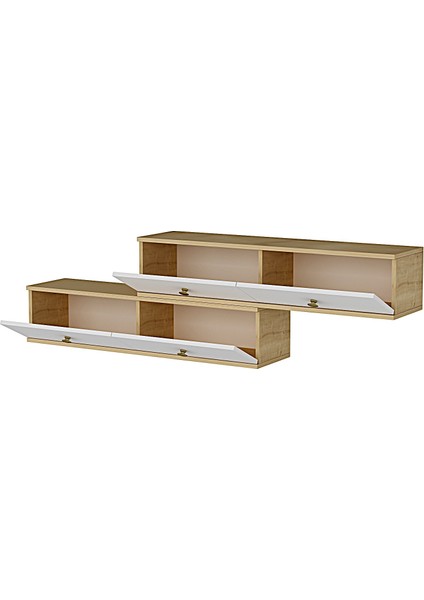 TDA1203DB- Zuzu 2li Duvara Montaj Tv Stand 120CM+120CM Safirmeşe-Beyaz