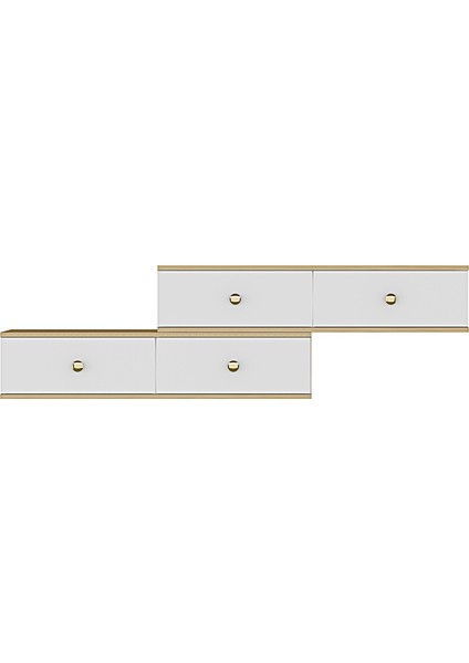 TDA1203DB- Zuzu 2li Duvara Montaj Tv Stand 120CM+120CM Safirmeşe-Beyaz