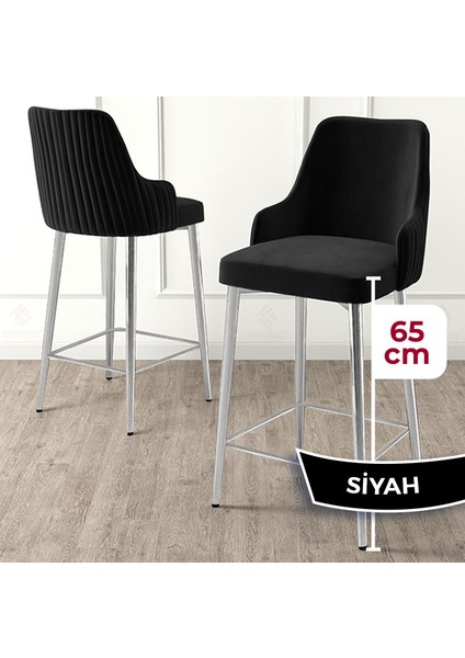 Tera Serisi 2 Adet Siyah Babyface Kumaş 65 cm Krom Kaplama Ayaklı Bar Sandalyesi fiyatları