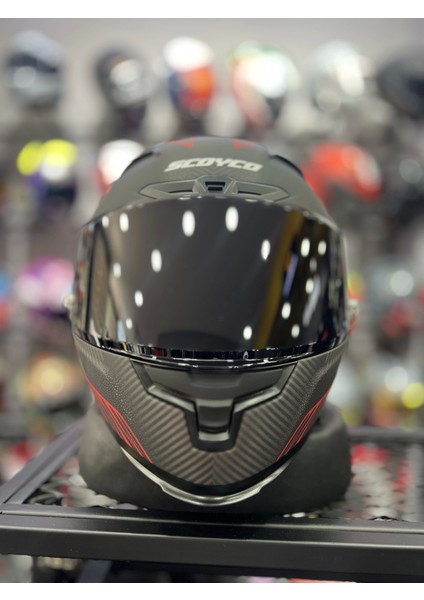 871 Mat Gri Kırmızı Siyah Vizörlü fırsatları