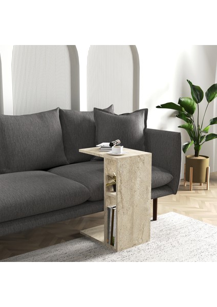 Vera Yan Sehpa , Servis Sehpası Traverten ( Mermer Desen )