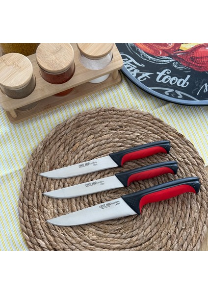 3 Parça Bıçak Seti Metal Yapı Kaymaz Sap ile Mutfakta Pratik Kullanım