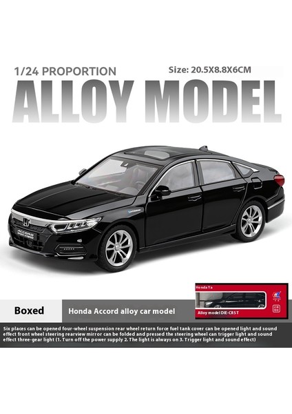1:24 Accord Limuzin Ses ve Işık Alaşım Metal Pres Döküm Model Araç Toplama Hobi Dekorasyon Trendy Tatil Hediye Kutusu Çocuk (Yurt Dışından)