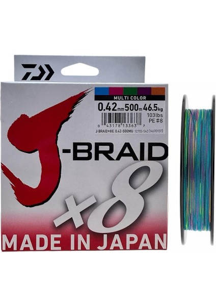J-Braid 8x 500MT 0.42MM Ip Misina Multi Color