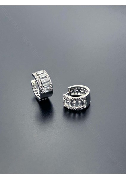 Zirkon Taşlı, Geniş Halka Model Paslanmaz Çelik Küpe 590 modelleri