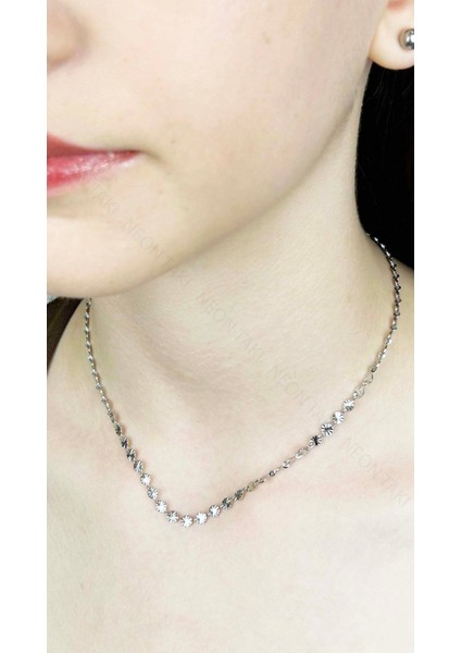 Paslanmaz Çelik Pul Kolye 416, Gümüş Rengi modelleri