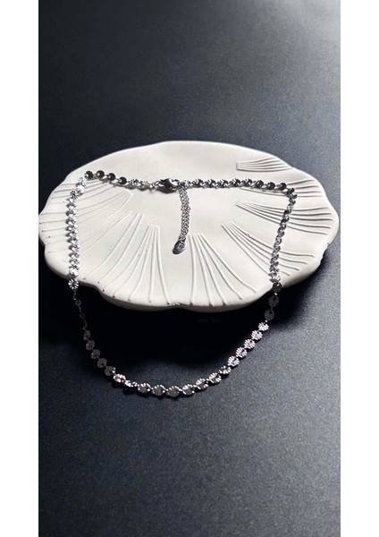 Paslanmaz Çelik Pul Kolye 416, Gümüş Rengi