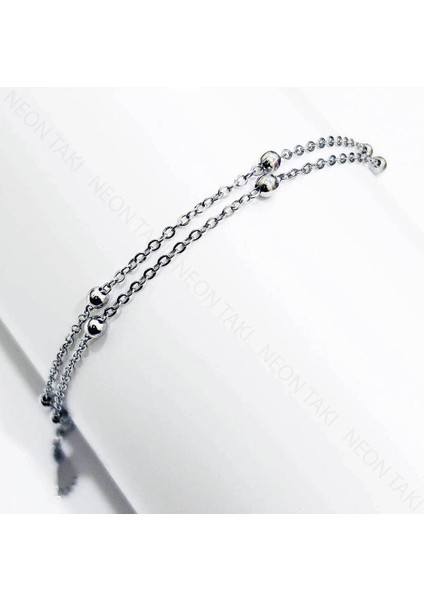 Halhal, Kararmayan Paslanmaz Çelik, Topçuklu, Gümüş Renk, Model21