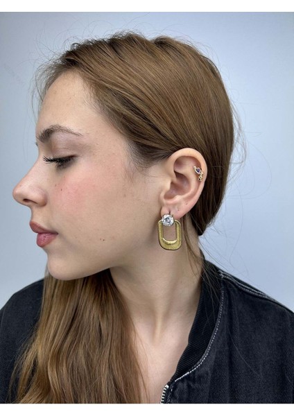 Zirkon Taşlı, Paslanmaz Çelik Küpe 266, Altın Renk fiyatları