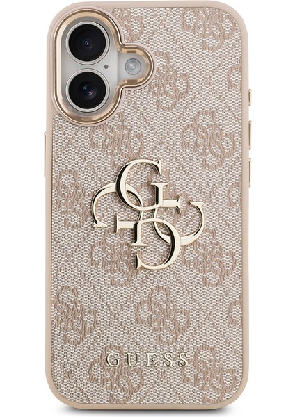 iPhone 17 Kılıf Guess Lisanslı Gold Metal Kamera Çerçeveli Metal Büyük 4g Yazı Logolu Kapak Pembe modelleri
