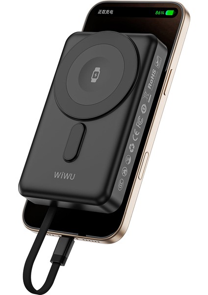 WI-P056 Taşınabilir Wireless Şarj ve Pd Hızlı Şarj Özellikli Powerbank 15W 10000MAH Siyah fırsatları