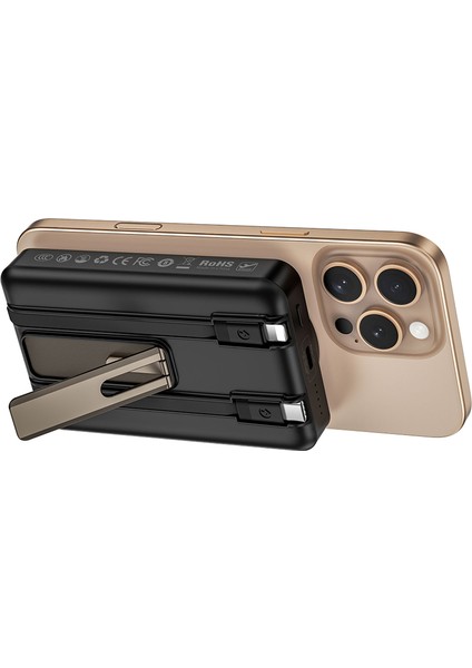 WI-P056 Taşınabilir Wireless Şarj ve Pd Hızlı Şarj Özellikli Powerbank 15W 10000MAH Siyah