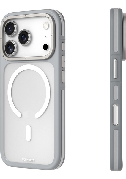 iPhone 17 Pro Max Uyumlu Kılıf M-Safe Şarj Özellikli Youngkit Rock Sand Serisi Kapak Gri fırsatları