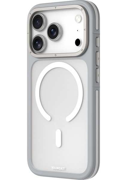 iPhone 17 Pro Max Uyumlu Kılıf M-Safe Şarj Özellikli Youngkit Rock Sand Serisi Kapak Gri indirimleri