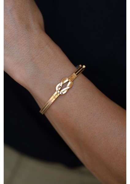 14 Ayar Altın Cimarlı Çift Katlı Sonsuzluk Düğümü Kelepçe fiyatları