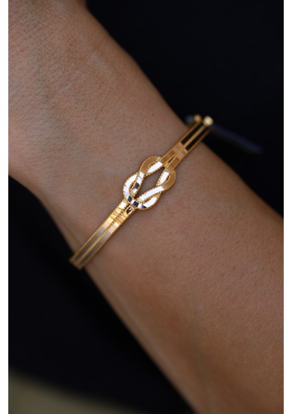 14 Ayar Altın Cimarlı Çift Katlı Sonsuzluk Düğümü Kelepçe modelleri