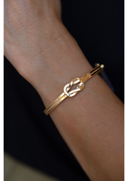 14 Ayar Altın Cimarlı Çift Katlı Sonsuzluk Düğümü Kelepçe fırsatları