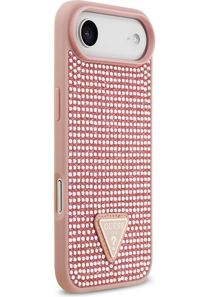 iPhone 17 Air Uyumlu Kılıf Guess Orjinal Lisanslı Taşlı Arka Yüzey Üçgen Logolu Kapak Pembe indirimleri