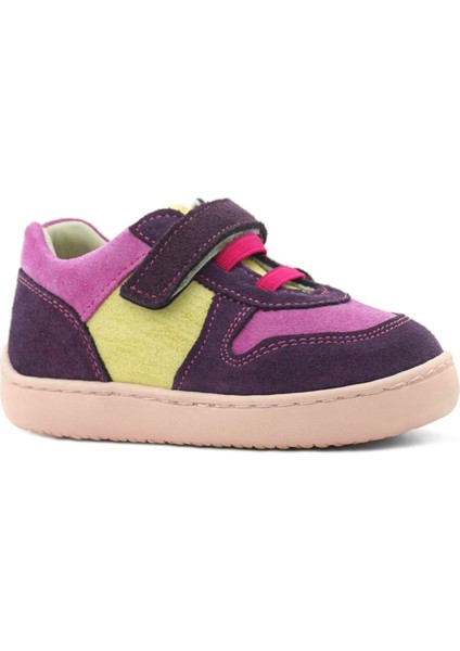 Bob Hakiki Deri Mor Pembe Barefoot Cırtlı Lastikli Bebek Sneaker Ayakkabı