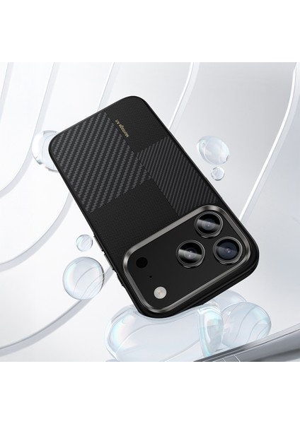 iPhone 17 Pro Kılıf M-Safe Şarjlı Karbon Fiber Benks Montage Hybrid Armorpro Kevlar Kapak Siyah