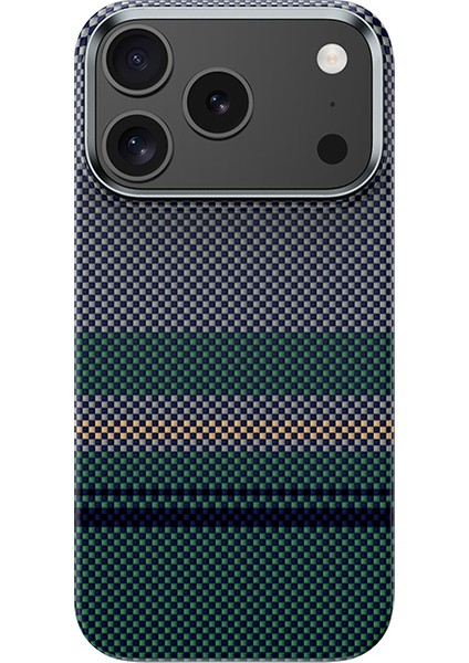 iPhone 17 Pro Max Uyumlu Kılıf M-Safe Şarjlı Karbon Fiber Benks Aurora Armorpro Kevlar Kapak Yeşil