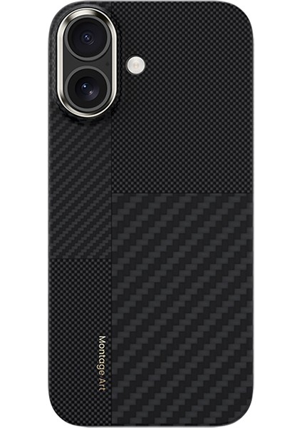 iPhone 17 Uyumlu Kılıf M-Safe Şarj Özellikli Karbon Fiber Benks Montage Armorair Kevlar Kapak Siyah