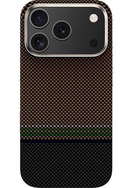 iPhone 17 Pro Max Uyumlu Kılıf M-Safe Şarjlı Karbon Fiber Benks Prestige Armorpro Kevlar Kapak Gold