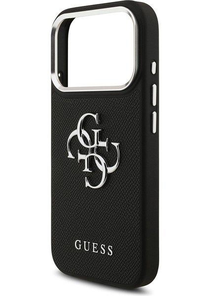 iPhone 17 Pro Uyumlu Kılıf Guess Orjinal Lisanslı Pu Deri 4g Büyük Metal Logo Dizaynlı Kapak Siyah