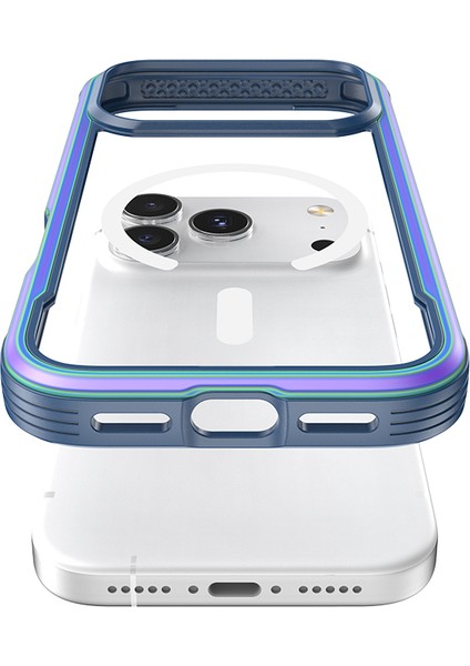 iPhone 17 Pro Max Uyumlu Kılıf M-Safe Şarjlı Airbagli Raptic Shield Serisi Şeffaf Kapak Colorful