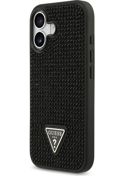 iPhone 17 Uyumlu Kılıf Guess Orjinal Lisanslı Taşlı Arka Yüzey Üçgen Logolu Kapak Siyah fiyatları
