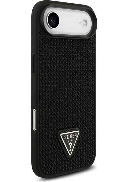 iPhone 17 Air Uyumlu Kılıf Guess Orjinal Lisanslı Taşlı Arka Yüzey Üçgen Logolu Kapak Siyah indirimleri