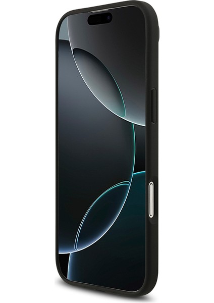 iPhone 17 Air Uyumlu Kılıf Guess Orjinal Lisanslı Taşlı Arka Yüzey Üçgen Logolu Kapak Siyah