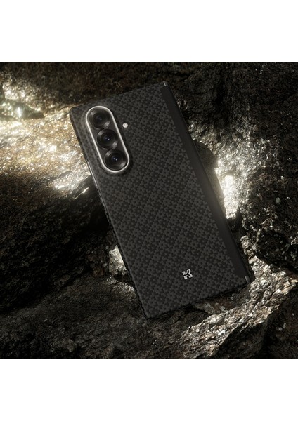 Galaxy Z Fold 7 Uyumlu Kılıf M-Safe Özellikli Benks Armorair Armorgrid Serisi Kevlar Kapak Siyah