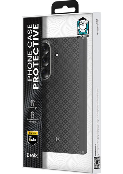 Galaxy Z Fold 7 Uyumlu Kılıf M-Safe Özellikli Benks Armorair Armorgrid Serisi Kevlar Kapak Siyah