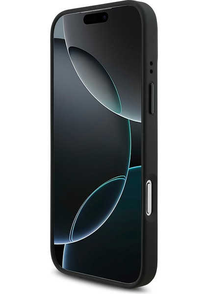 iPhone 17 Pro Uyumlu Kılıf Bmw Lisanslı M-Safe Şarjlı Deri Metal Logolu Delikli Şerit Kapak Gri