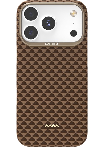 iPhone 17 Pro Max Uyumlu Kılıf M-Safe Şarjlı Raptic Aramid Skin Origin Serisi Kapak Kahverengi