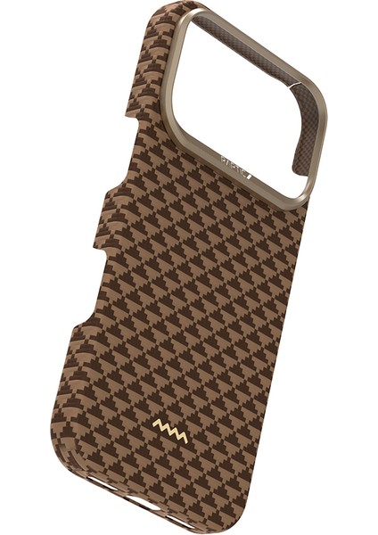 iPhone 17 Pro Max Uyumlu Kılıf M-Safe Şarjlı Raptic Aramid Skin Origin Serisi Kapak Kahverengi