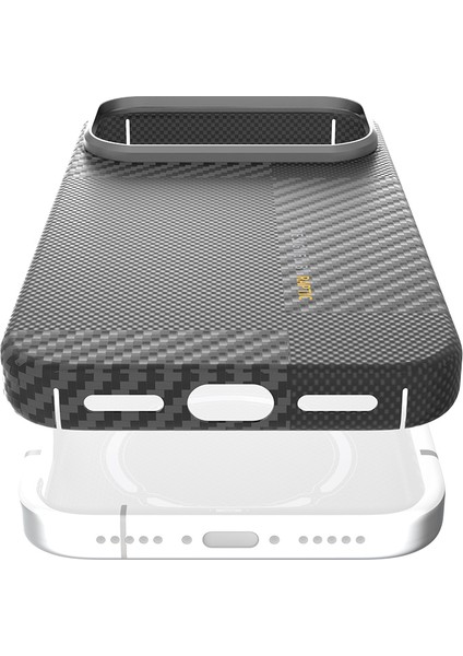 iPhone 17 Pro Kılıf M-Safeli 600D Metal Kamera Çerçeveli Raptic Aramid Fiber Geotik Serisi Siyah modelleri