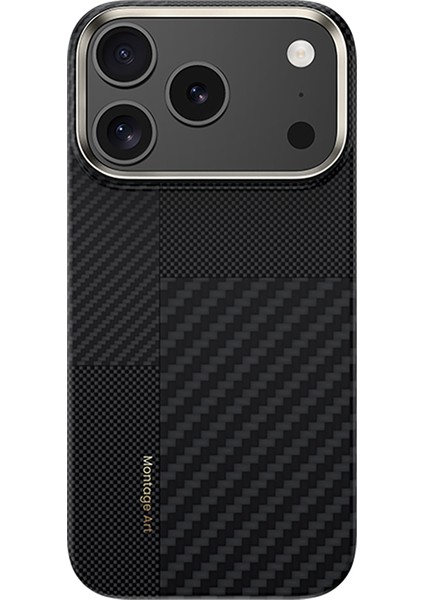 iPhone 17 Pro Uyumlu Kılıf M-Safe Özellikli Karbon Fiber Benks Montage Armorair Kevlar Kapak Siyah