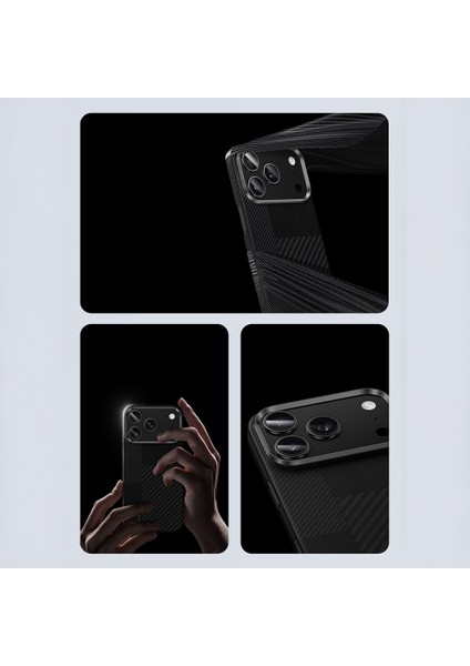 iPhone 17 Pro Uyumlu Kılıf M-Safe Özellikli Karbon Fiber Benks Montage Armorair Kevlar Kapak Siyah