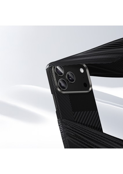 iPhone 17 Pro Uyumlu Kılıf M-Safe Özellikli Karbon Fiber Benks Montage Armorair Kevlar Kapak Siyah