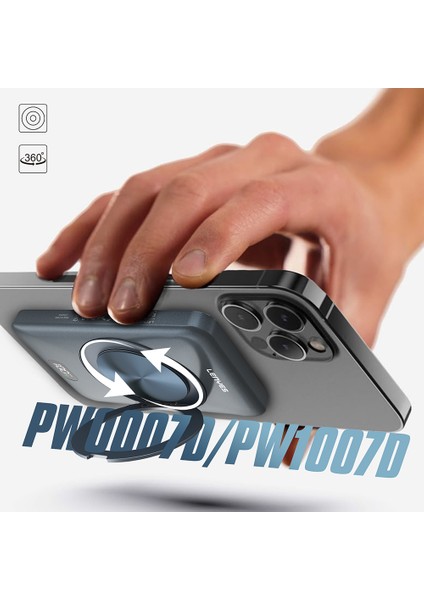 PW0007D 5000MAH 15W Wireless Powerbank Pd 20W Dijital LED Ekranlı Yüzük Standlı Füme fırsatları