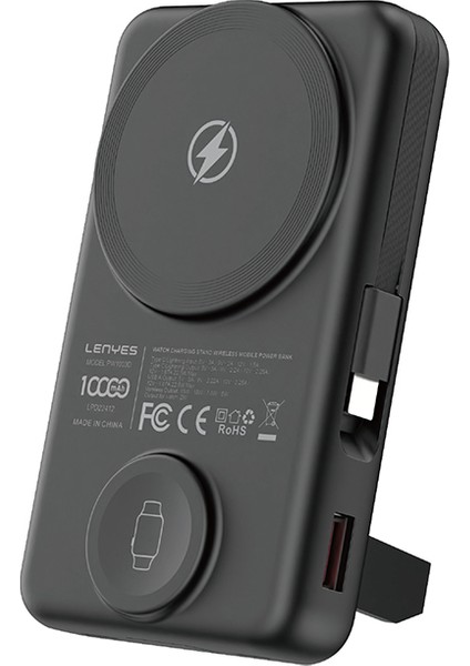 PW1003D Pd 22.5W Akıllı Saat Kablosuz Şarj Özellikli Wireless Powerbank 15W 10000MAH Siyah