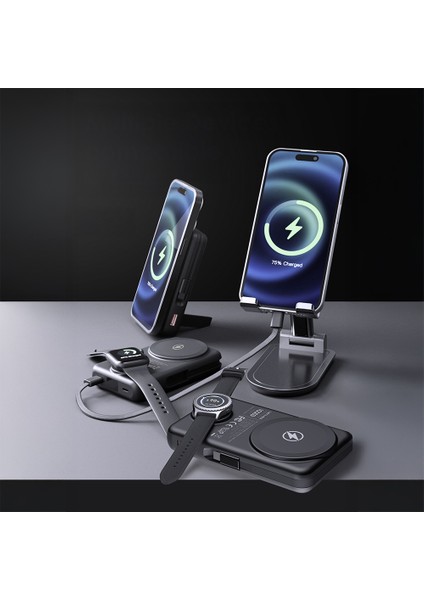 PW1003D Pd 22.5W Akıllı Saat Kablosuz Şarj Özellikli Wireless Powerbank 15W 10000MAH Siyah fırsatları