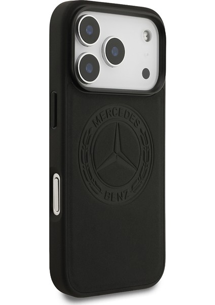 iPhone 17 Pro Kılıf Mercedes Benz Lisanslı M-Safe Şarj Hakiki Deri Nostaljik Yıldız Dizayn Siyah indirimleri