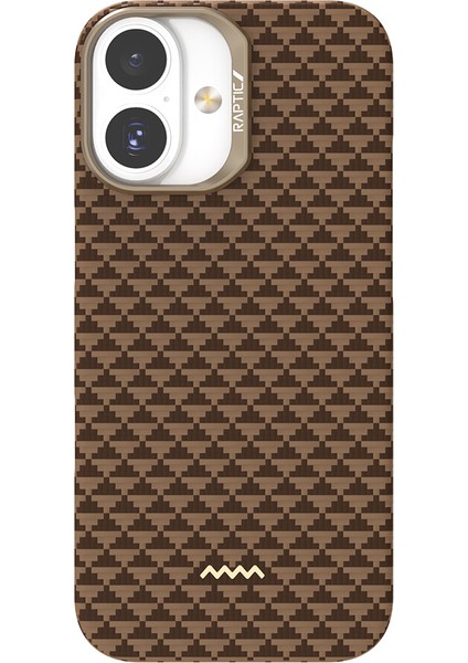 iPhone 17 Uyumlu Kılıf M-Safe Şarj Özellikli Raptic Aramid Skin Origin Serisi Kapak Kahverengi